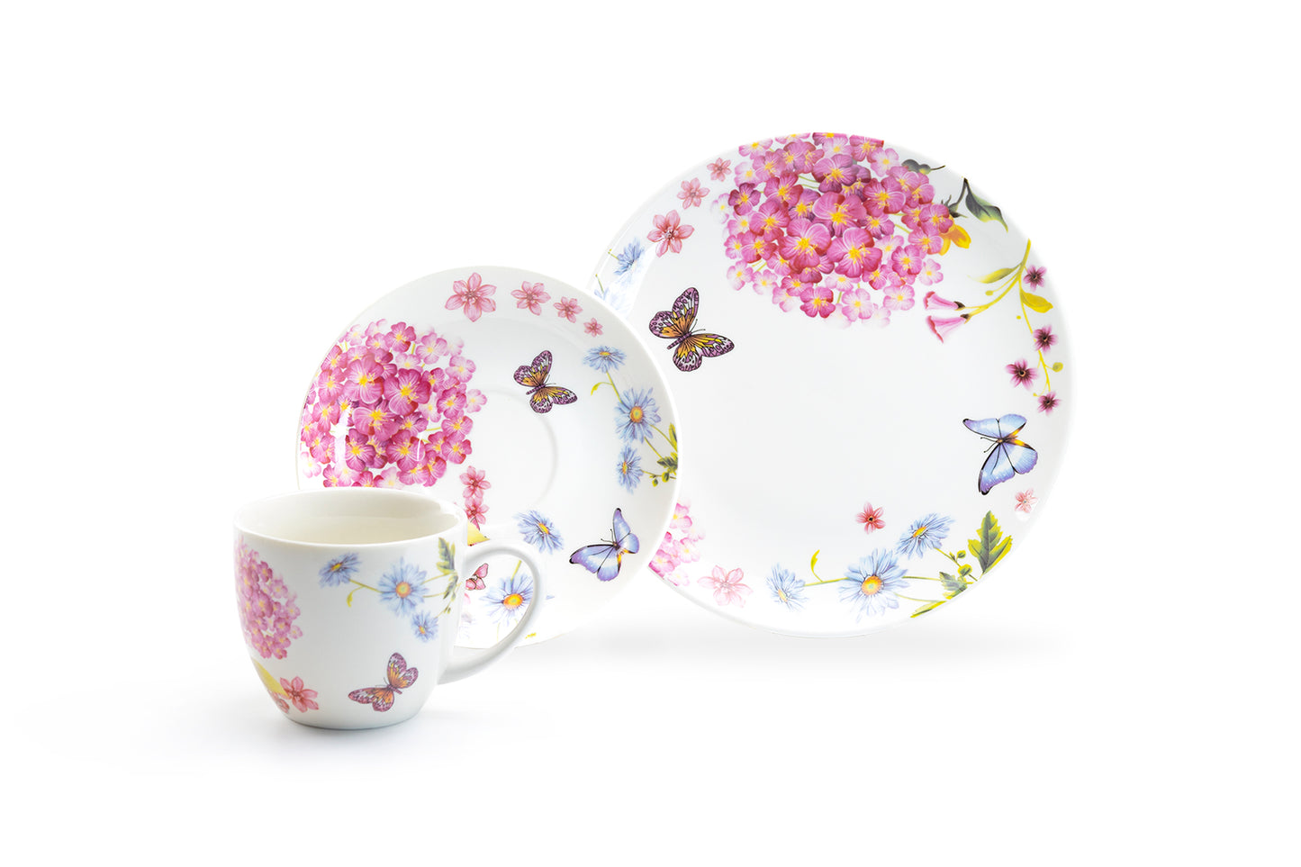 Hydrangea with Butterflies Fine Porcelain Tea Set