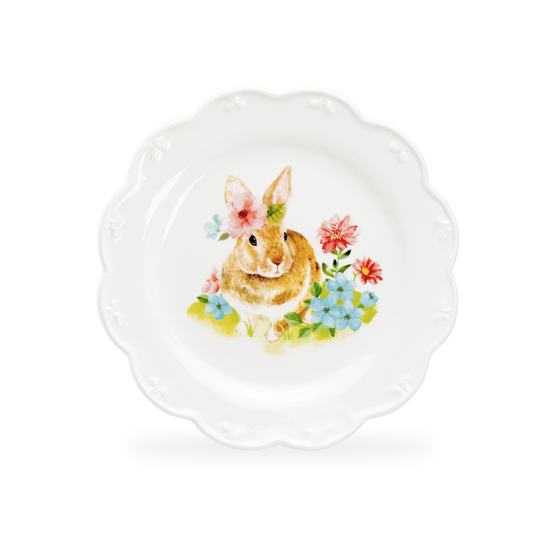 Grace Teaware Flower Bunny Scallop Pottery Salad Dessert Plate