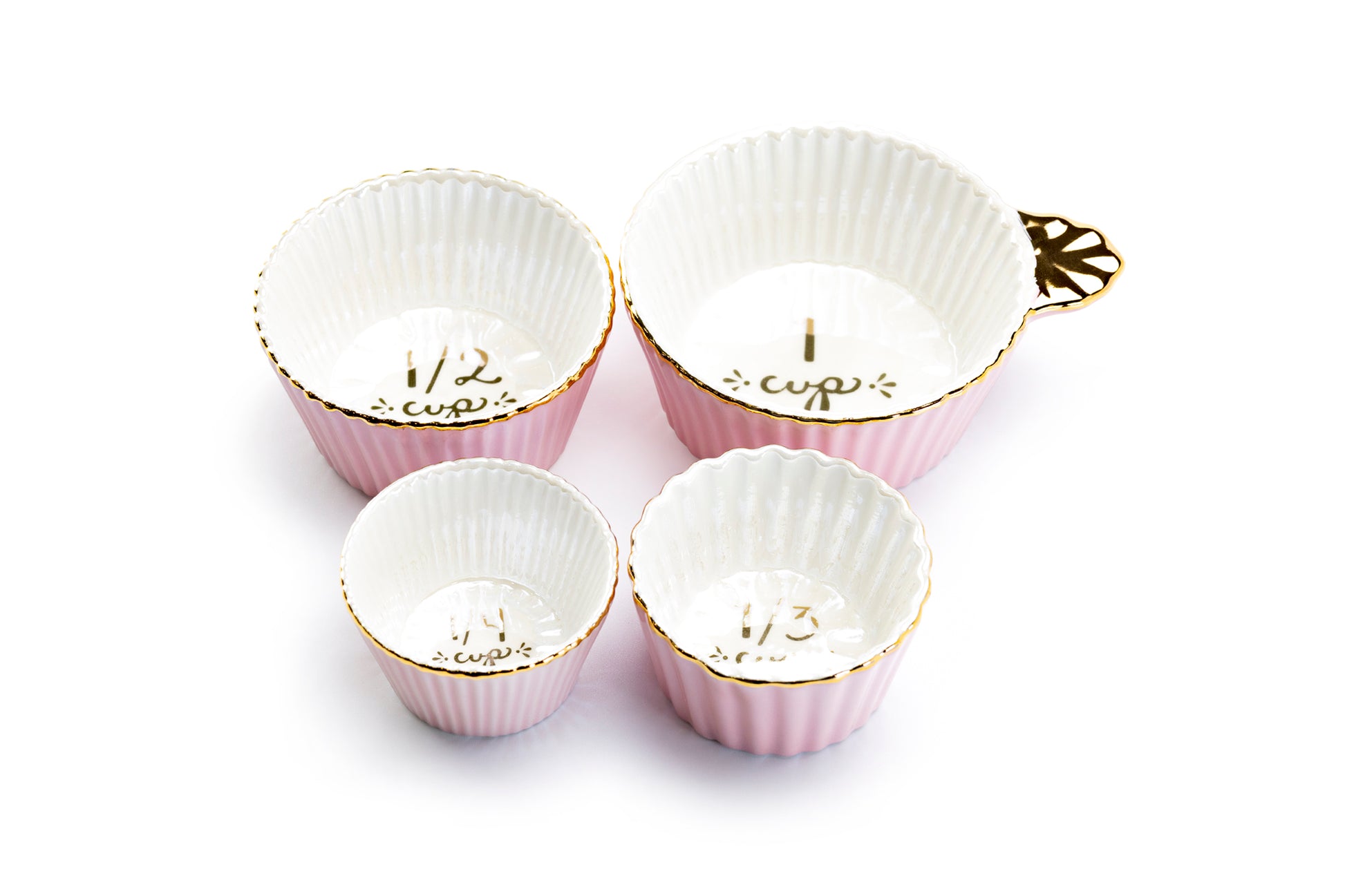 Grace Teaware 4-Piece Fine Porcelain Measuring Cup Set Pink