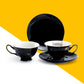Halloween Ouija Astrology Black Gold Tea Cup and Saucer Set of 2