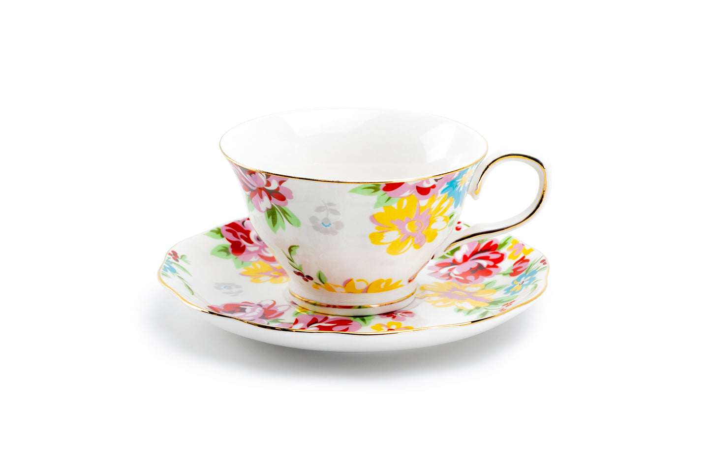 Grace Teaware Shabby Rose Fine Porcelain Tea Cup and Saucer