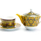 Stechol Gracie China Golden Moroccan Fine Porcelain Tea For One Teapot and Tea Cup