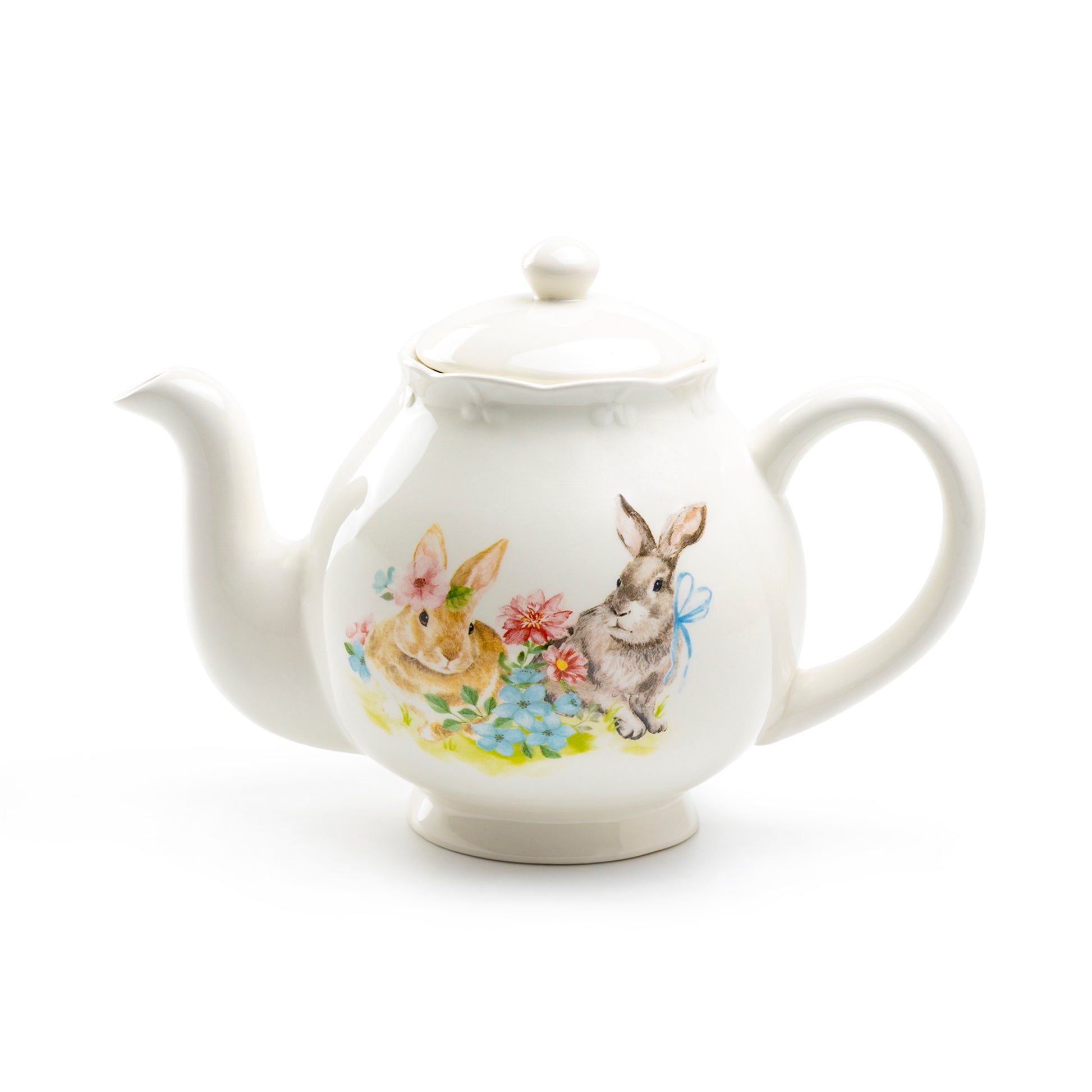 Grace Teaware Flower Bunny Scallop Teapot