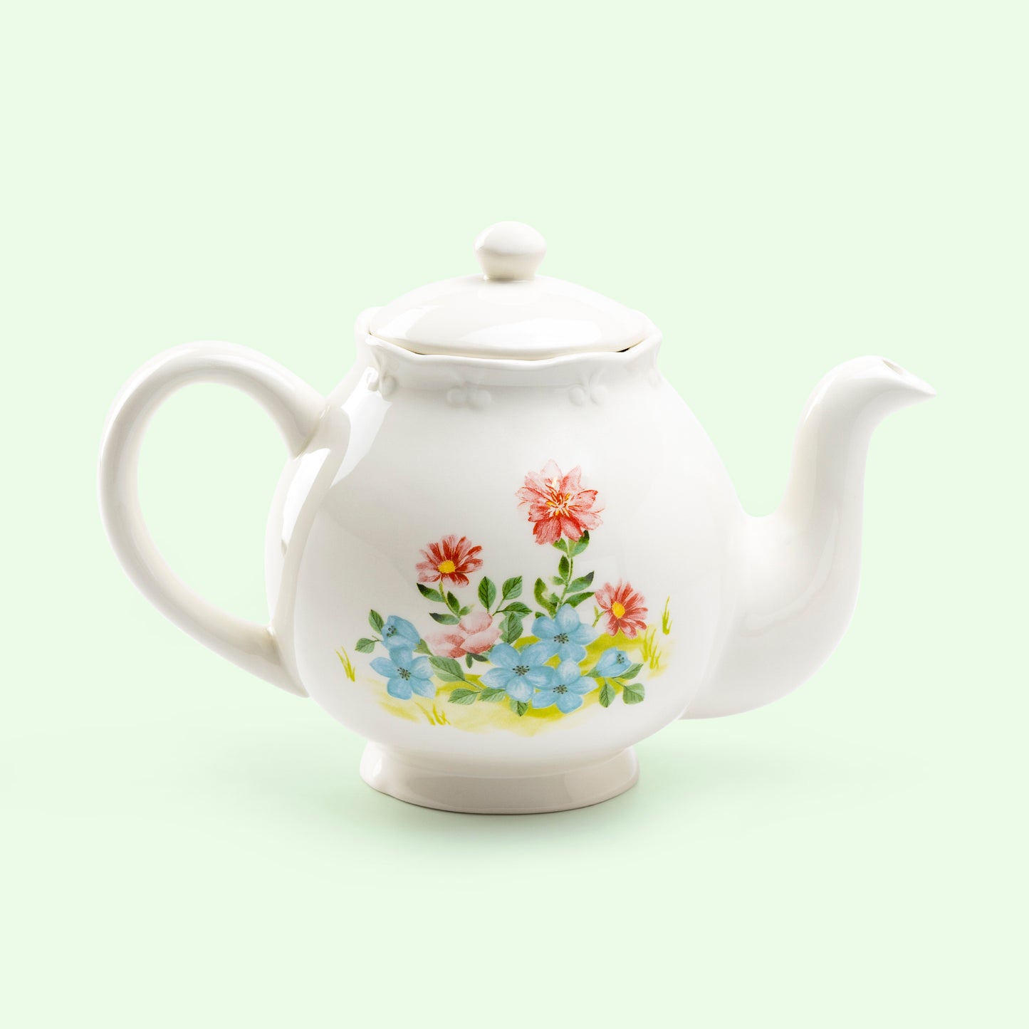 Grace Teaware Flower Bunny Scallop Teapot Easter Teapot