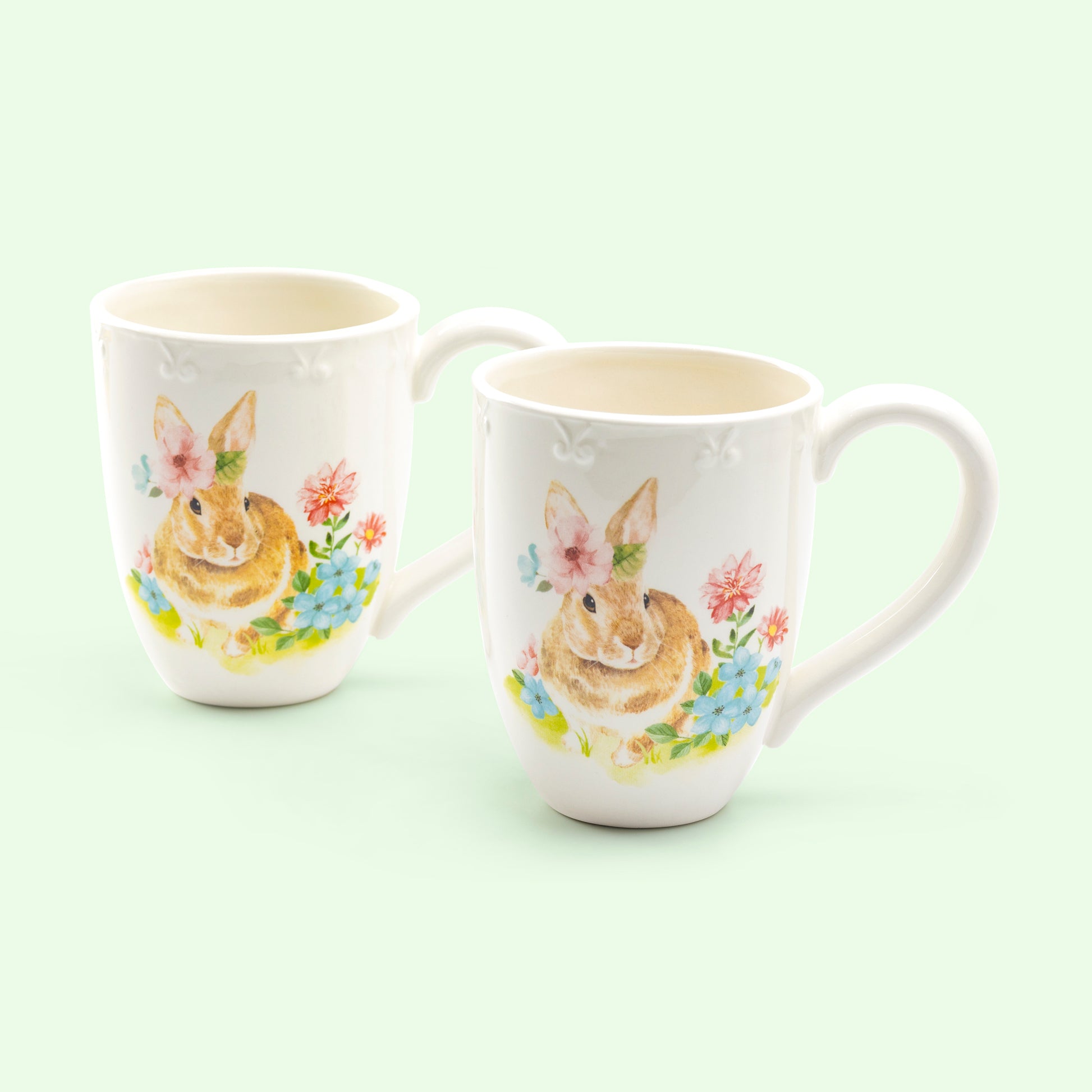 Grace Teaware Flower Bunny Mug Easter Mug Set of 2