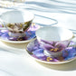 Stechcol Gracie Bone China Purple Gold Pansy Bone China Tea Cup and Saucer set of 2