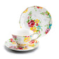 Grace Teaware Shabby Rose Fine Porcelain Tea Cup and Saucer Set