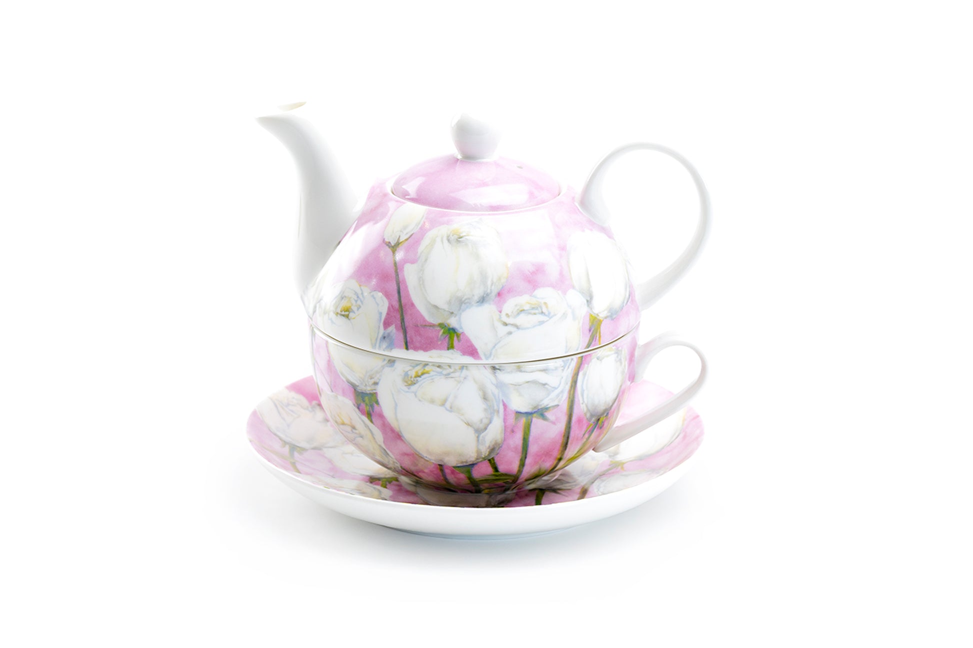 Stechcol Gracie China Rose with Pastel Pink Fine Porcelain Tea For One