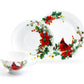 Stechcol Gracie Bone China Cardinal Poinsettia Cup and Saucer Set with Dessert Plate