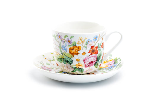 Stechcol Gracie China Lismore Rose Garden Porcelain Jumbo Cup & Saucer