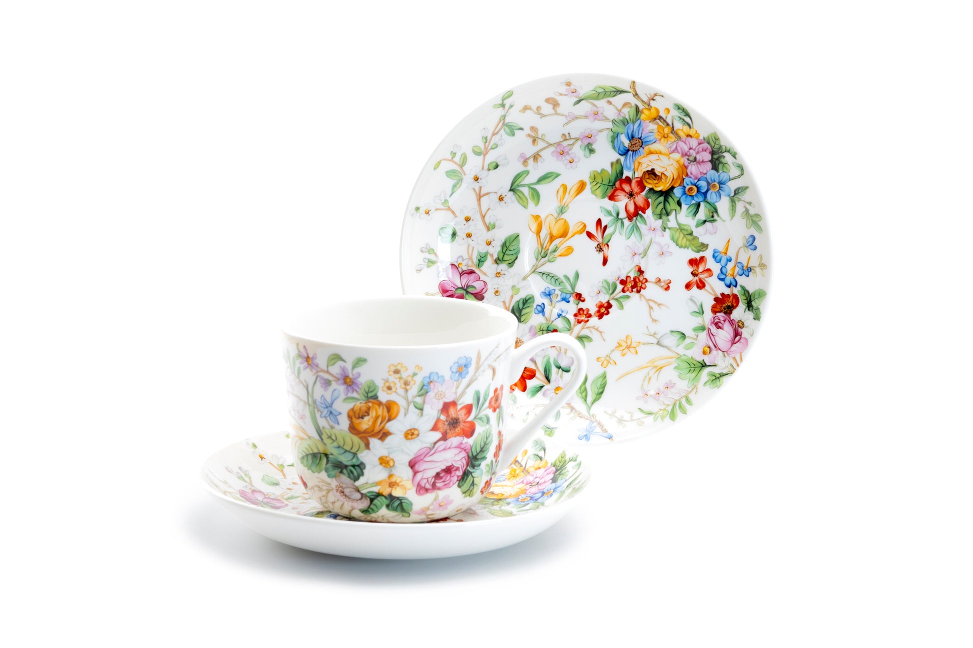 Stechcol Gracie China Lismore Rose Garden Porcelain Jumbo Cup & Saucer Set