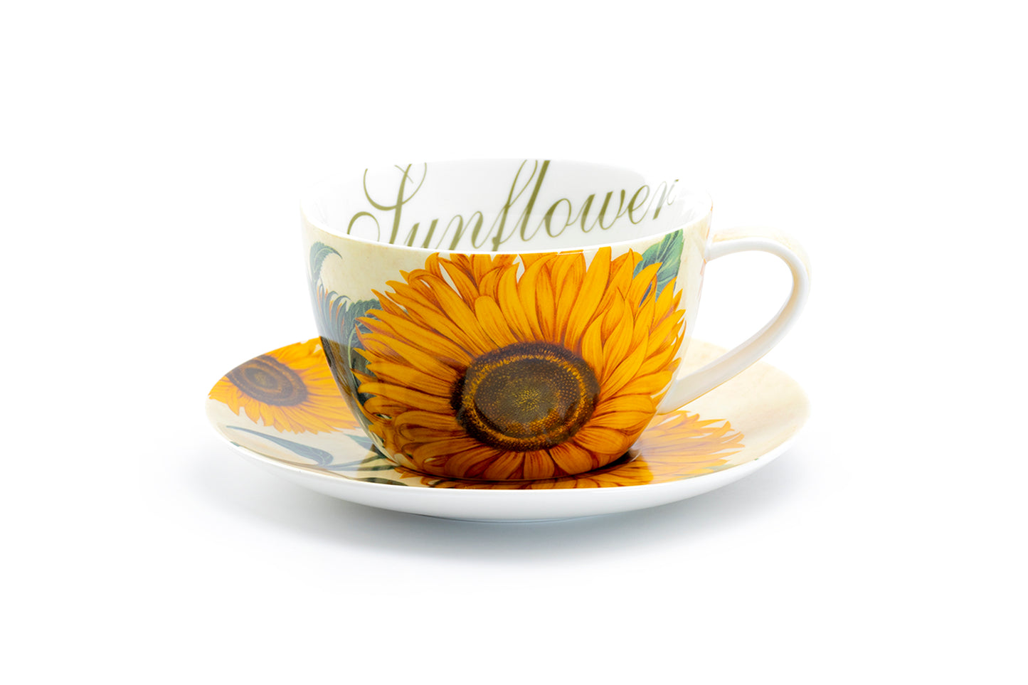 Grace Teaware Sunflower Fine Porcelain Jumbo Cup and Saucer