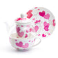 Grace Teaware Pink Hearts Glass Fine Porcelain Tea For One Set
