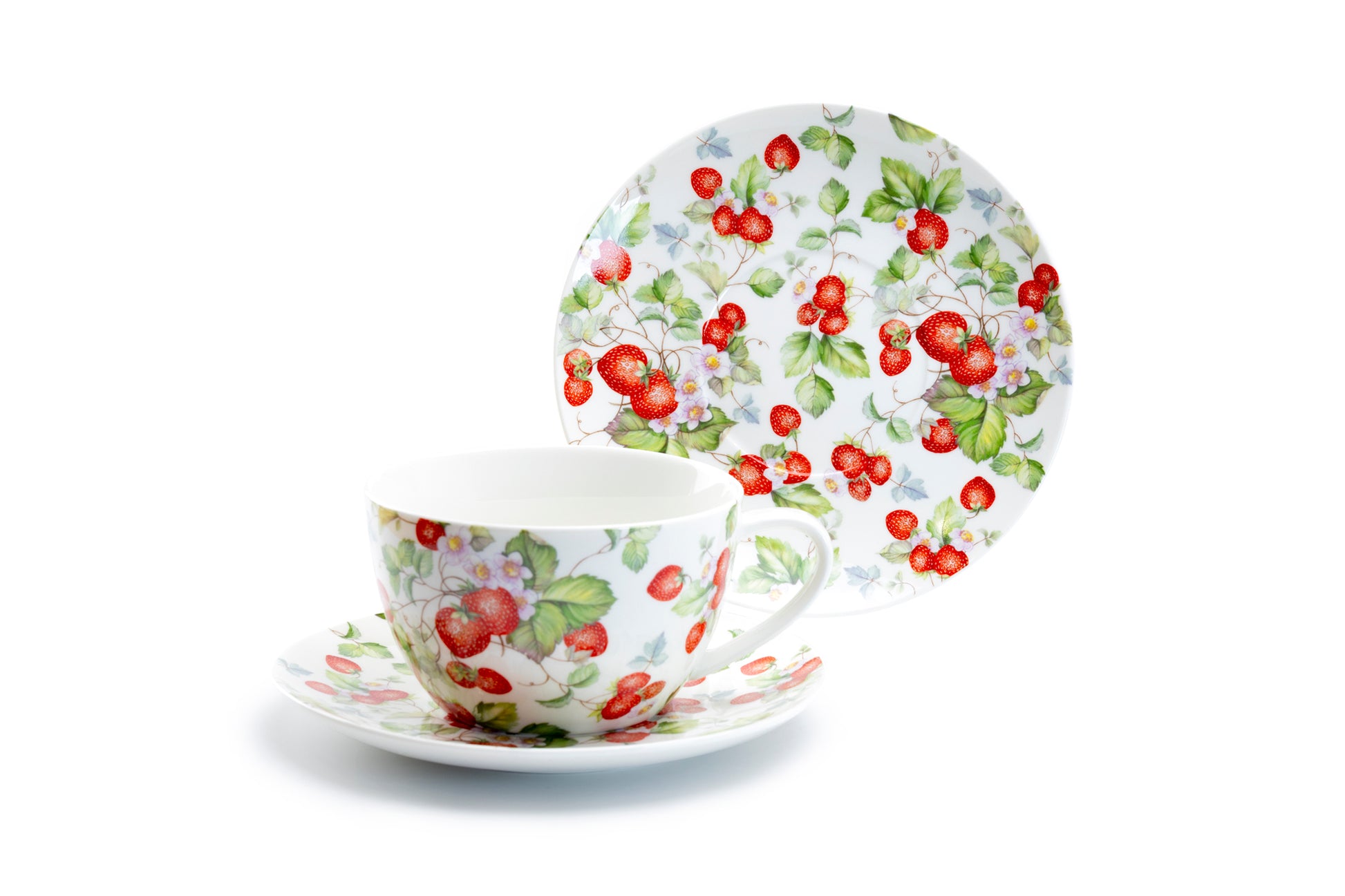 Stechcol Gracie China Strawberry Fine Porcelain Jumbo Cup and Saucer Set