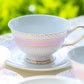 Pink Stripe with Gold Dots Fine Porcelain Tea Cup and Saucer