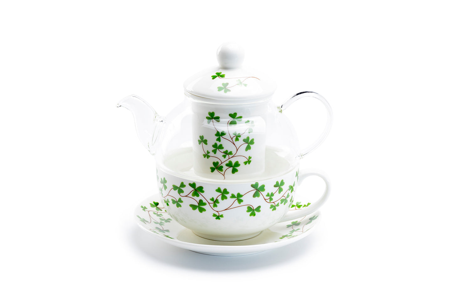 Grace Teaware Shamrock Glass Fine Porcelain Tea For One