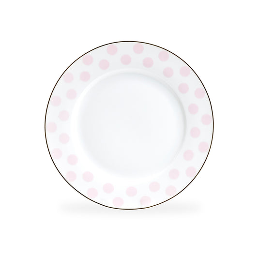 Grace Teaware 8" Pink Polka Dots Fine Porcelain Dessert Salad Plate