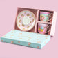 Pink Sweetie 2.7oz Espresso Cups and Saucers with Gift Box