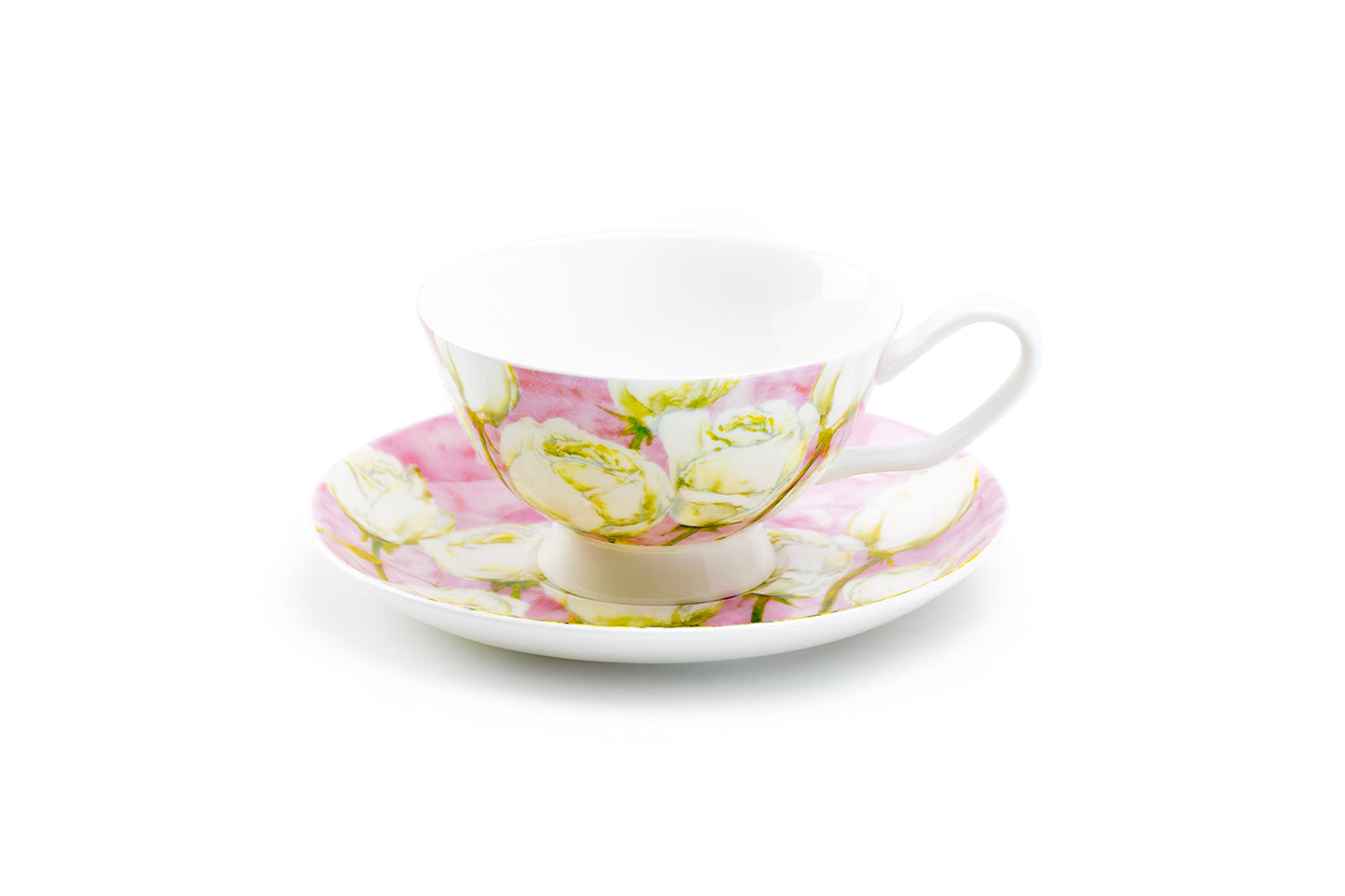 Stechcol Gracie Bone China Rose with Pastel Pink Bone China Tea Cup and Saucer