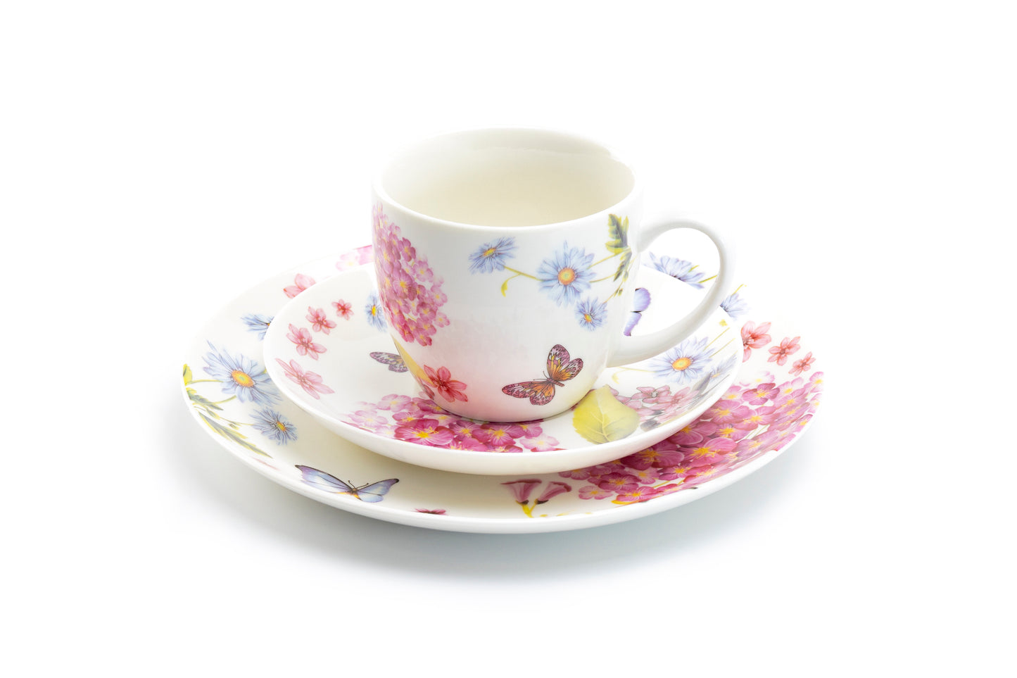 Hydrangea with Butterflies Fine Porcelain Dessert / Dinner Plate