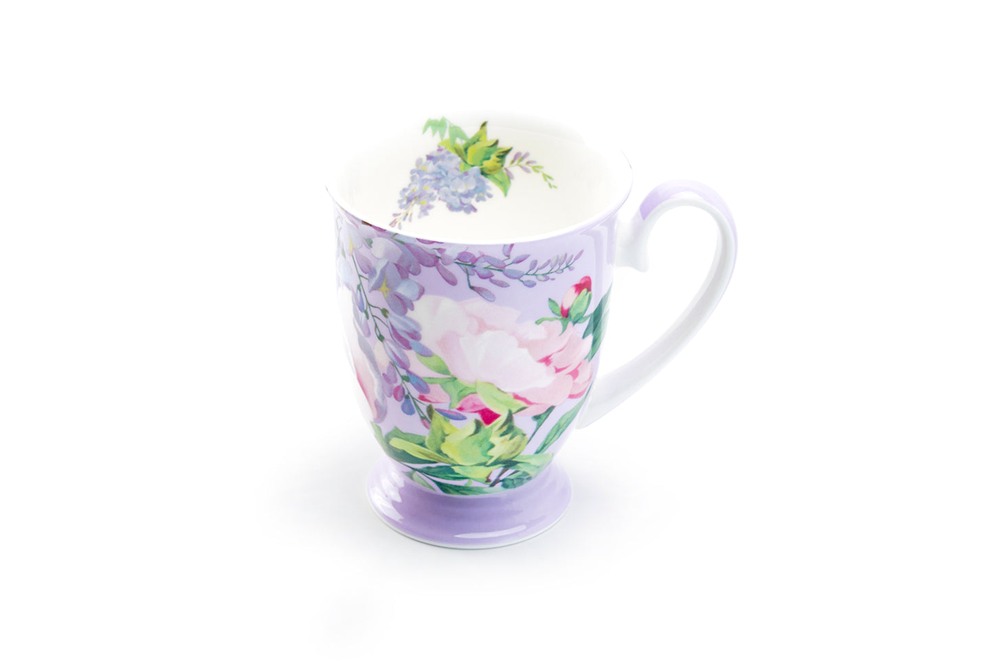 Stechcol Gracie Bone China Peony Bloom Purple Bone China Footed Mug