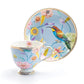 Grace Teaware Blue Spring Flowers with Hummingbird Fine Porcelain Tea Cup and Saucer
