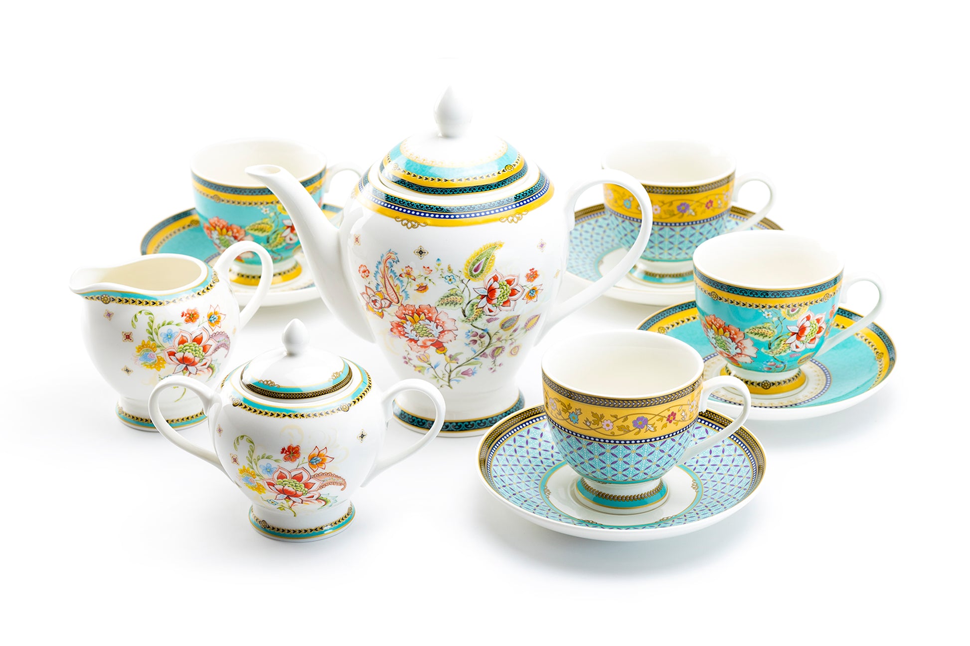 Grace Teaware Emperor Garden Fine Porcelain 11-Piece Tea Set