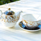 Black Gold Scroll Fine Porcelain Tea For One Set with Pink Gift Box