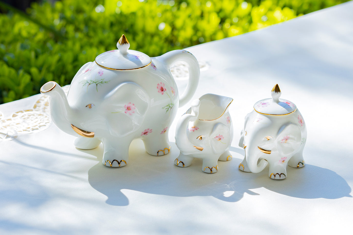 Grace Pink Flower Elephant Fine Porcelain Tea Set
