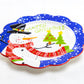 Merry Christmas Snowman 10" Large Ceramic Scallop Platter