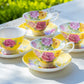 Rose Bouquet Yellow Bone China Tea Cup and Saucer