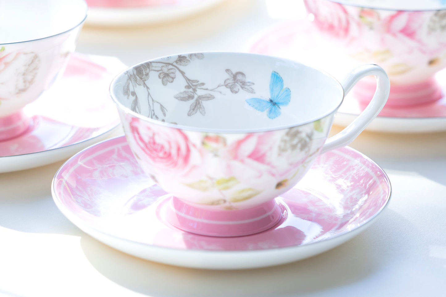 Gracie Bone China Beau Rose Bone China Tea Cup and Saucer