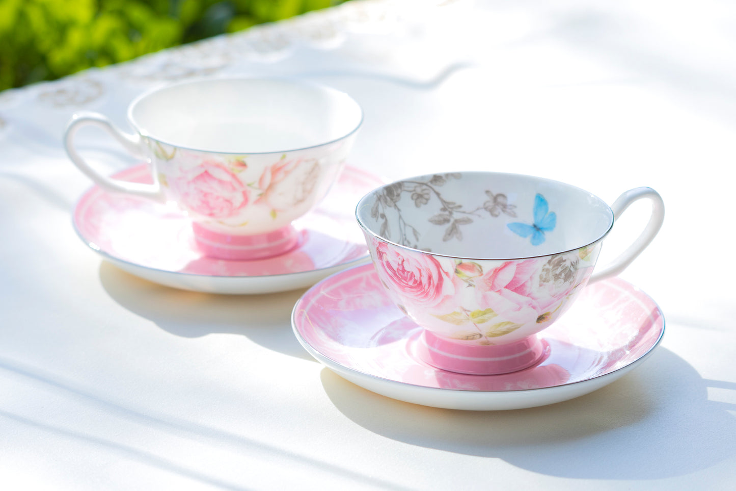 Stechol Gracie Bone China Beau Rose Bone China Tea Cup and Saucer Set of 2