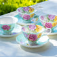 Rose Bouquet Mint Bone China Tea Cup and Saucer