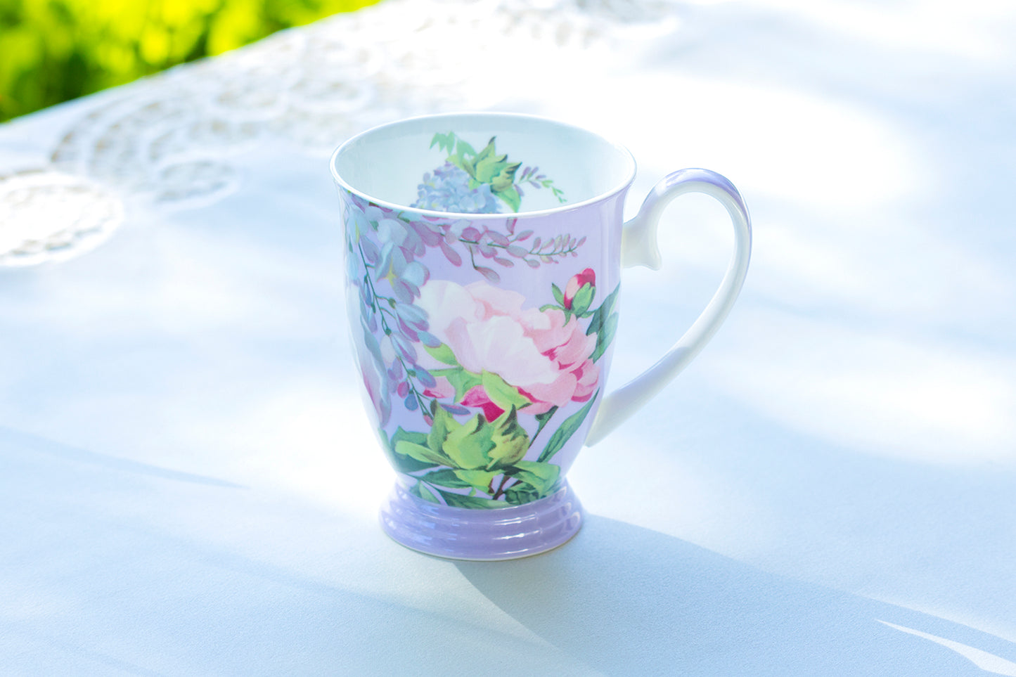 Peony Bloom Purple Bone China Mug