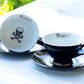 Grace Teaware Halloween Arsenic Skull Black Gold Tea Cup and Saucer Set