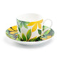 Stechcol Gracie Bone China Green Gold Leaves Bone China Cup and Saucer