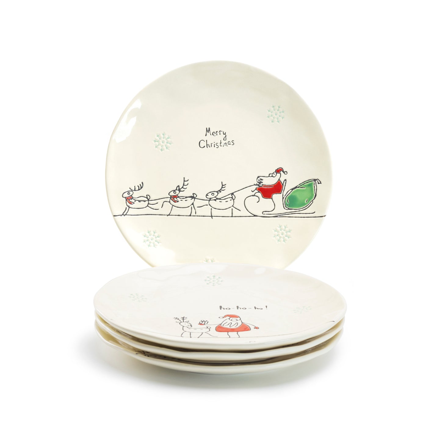 Potter's Studio 8" Organic Texture Santa Salad / Dessert Plate Set of 4 Assorted Set