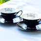 Grace Teaware Halloween Ouija Astrology Black Gold Tea Cup and Saucer Set of 2