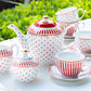 Grace Teaware Red Josephine Stripes and Dots Fine Porcelain 11-piece Tea Set