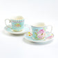 Mint Ashley Rose 2.7oz Espresso Cups and Saucers with Gift Box