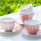 Grace Teaware Red Josephine Stripes and Dots Fine Porcelain Tea Cup and Saucer Set