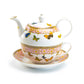 Grace Teaware Butterflies with Pink Ornament Fine Porcelain Tea For One