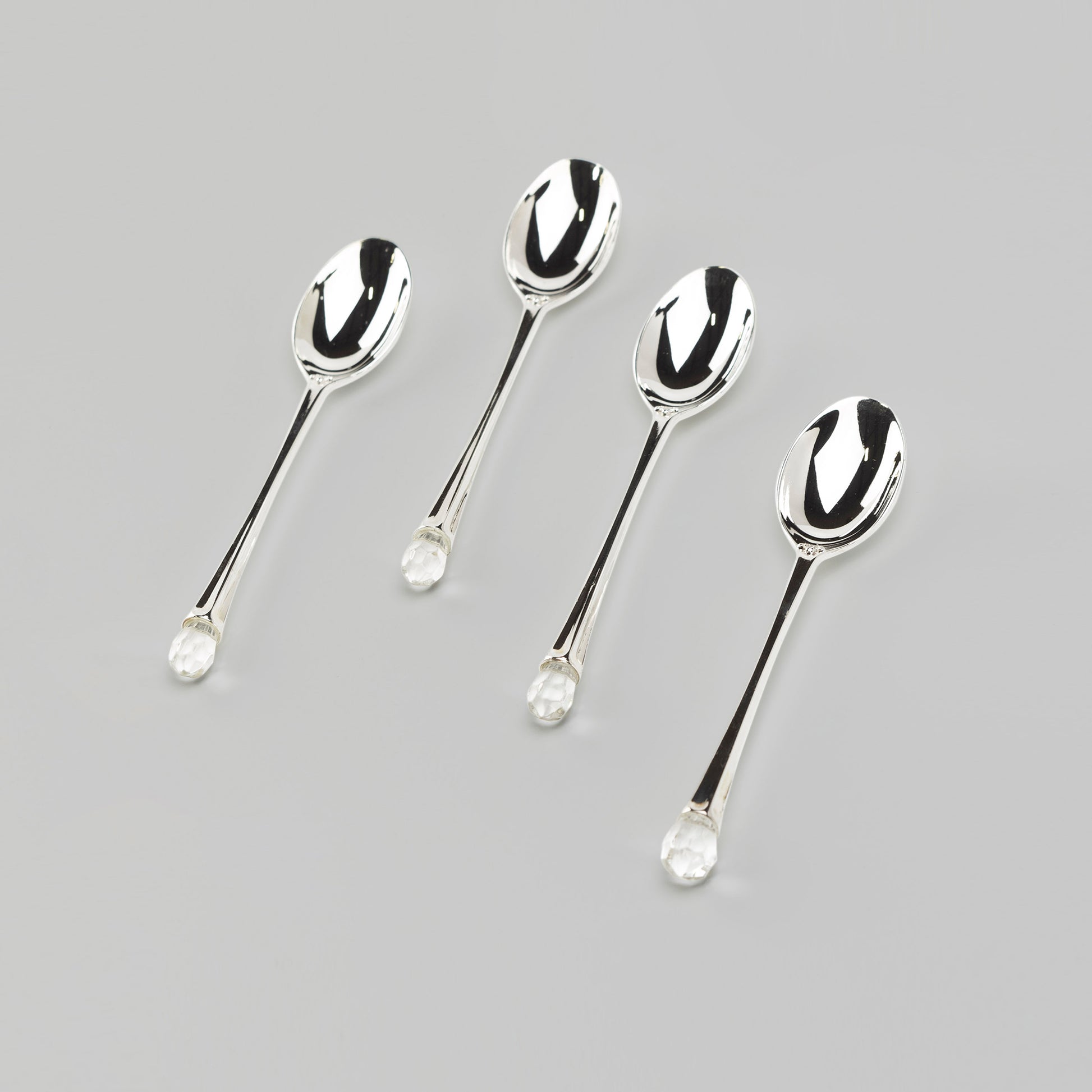 Silver Plated Demi Spoon Set of 4 with Crystal Handle Design –  GracieChinaShop