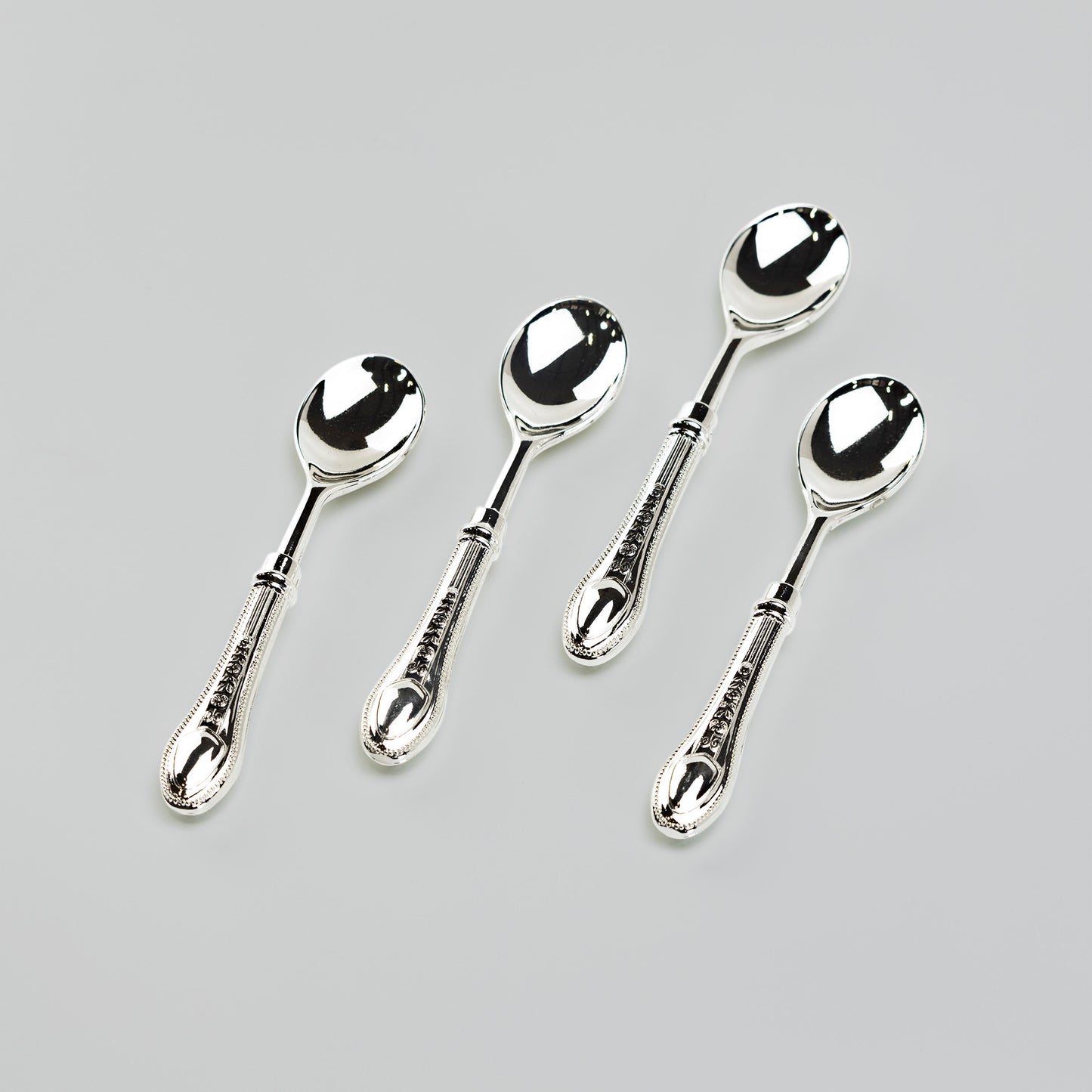 Silver Plated Demi Spoon Set of 4 with Antique Rose Handle Design