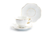 Grace Teaware White & Gold Scallop Sugar & Creamer Set - Fine Porcelain With Gold Trim
