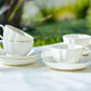 white scallop tea cup saucer simple