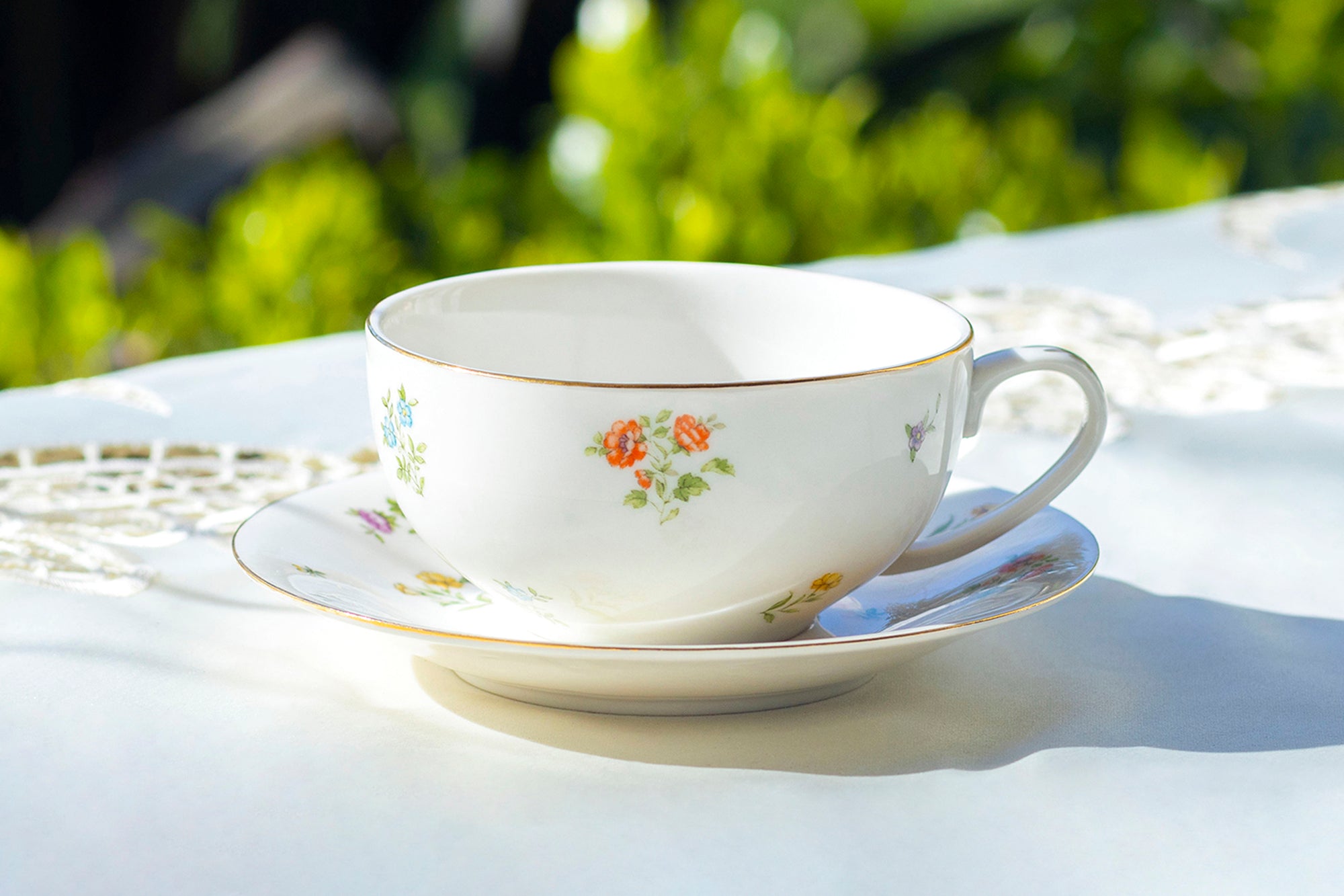 Spring Flowers Fine Porcelain Tea Cup and Saucer