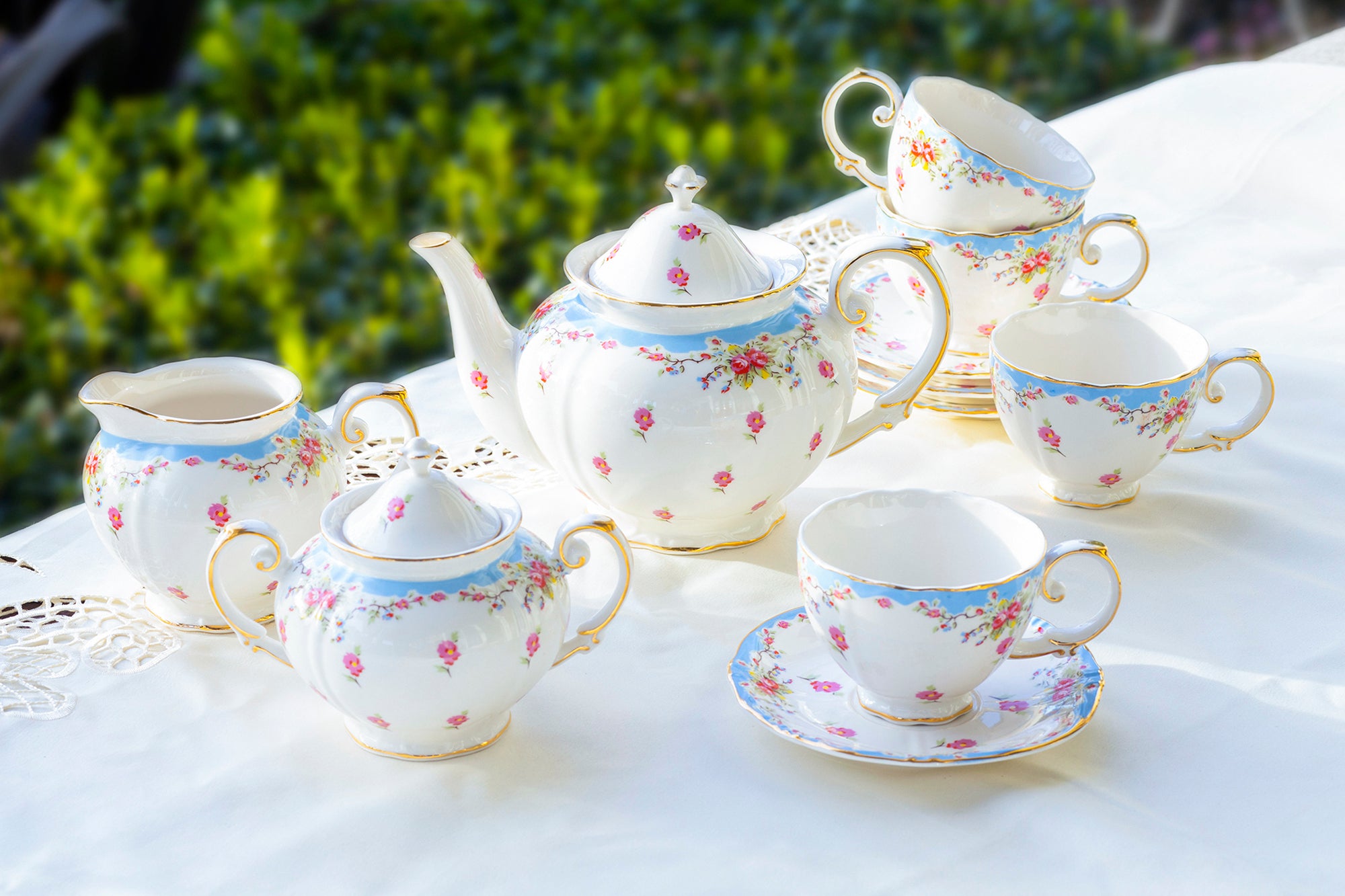 Blue china hotsell tea set