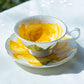 Yellow Rose Gold Dots Bone China Tea Cup and Saucer